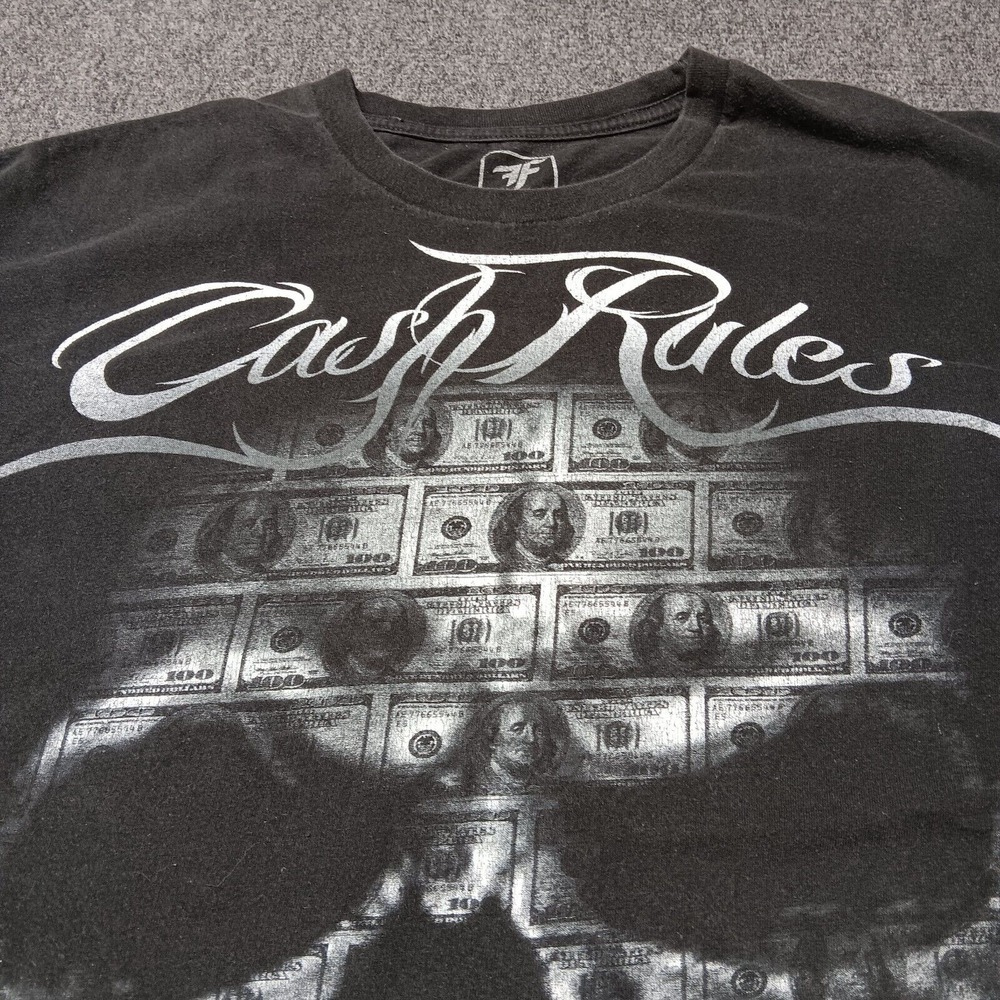 Fearless Shirt Men XL Black CREAM Cash Rules Everything Money Skull Graphic - Picture 2 of 9